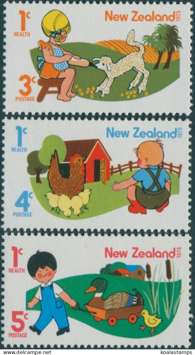 New Zealand 1975 SG1079-1081 Children Animals Health Set MNH - Otros & Sin Clasificación