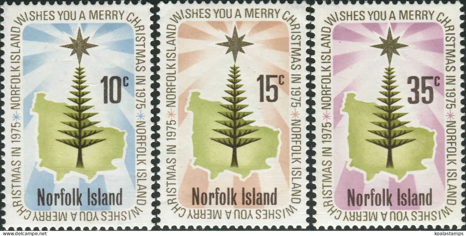 Norfolk Island 1975 SG165-167 Christmas Star And Pine Set MLH - Isla Norfolk