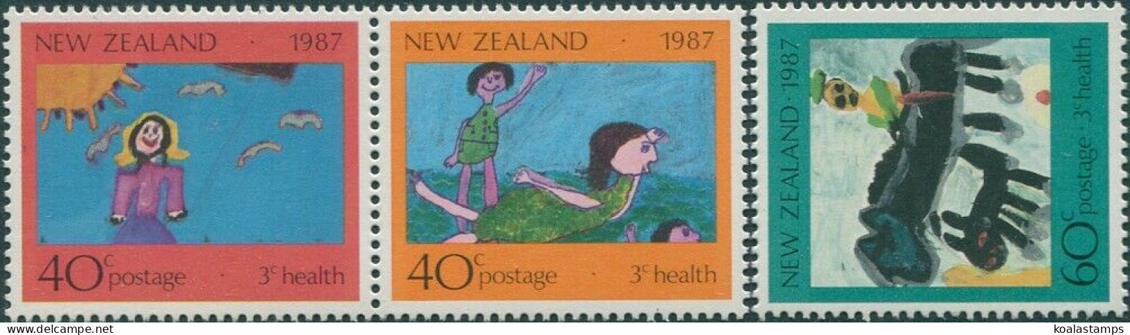 New Zealand 1987 SG1433-1435 Health Children Paintings Set MLH - Sonstige & Ohne Zuordnung