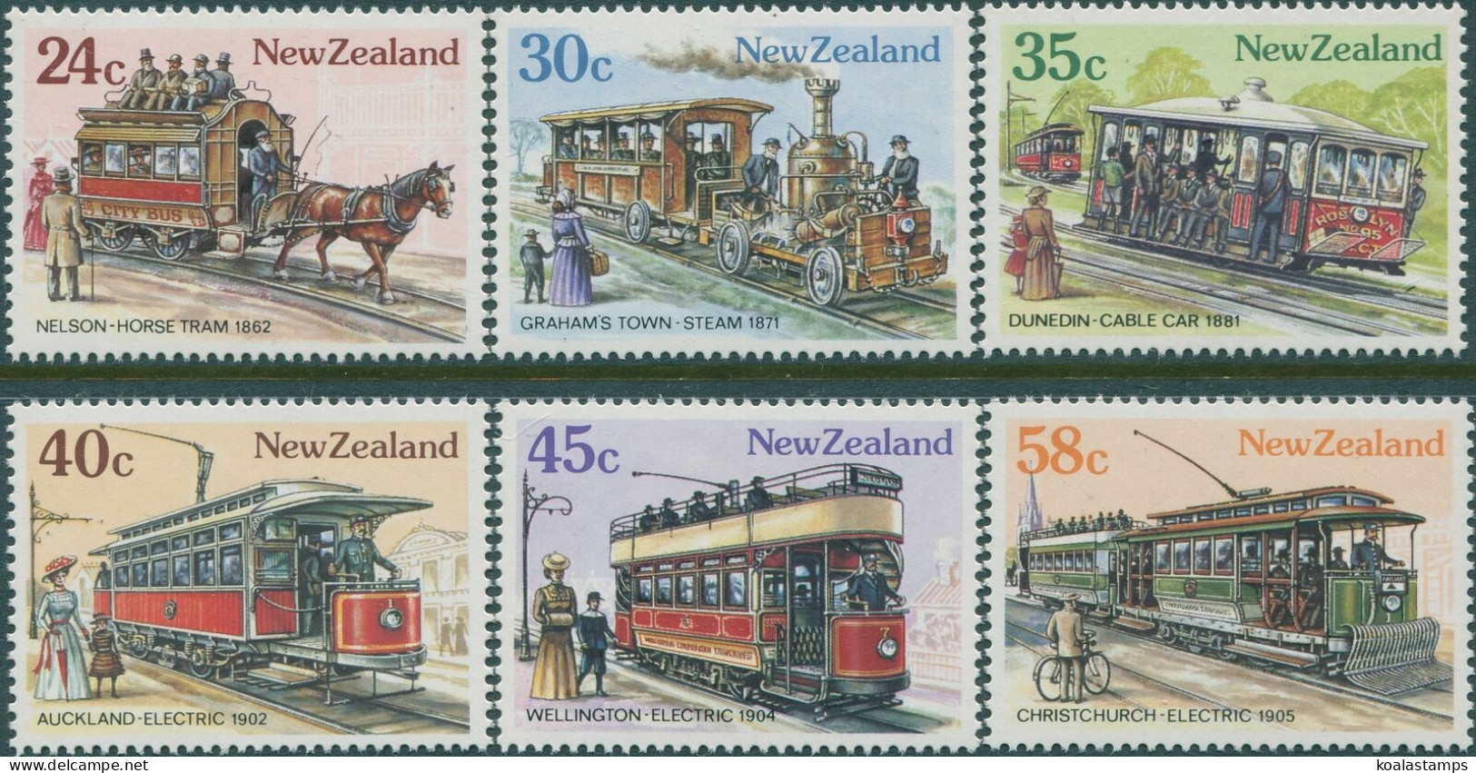 New Zealand 1985 SG1360-1365 Vintage Trams Set MLH - Other & Unclassified
