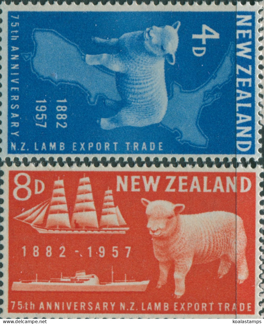 New Zealand 1957 SG758-759 Lamb Export Set MLH - Autres & Non Classés