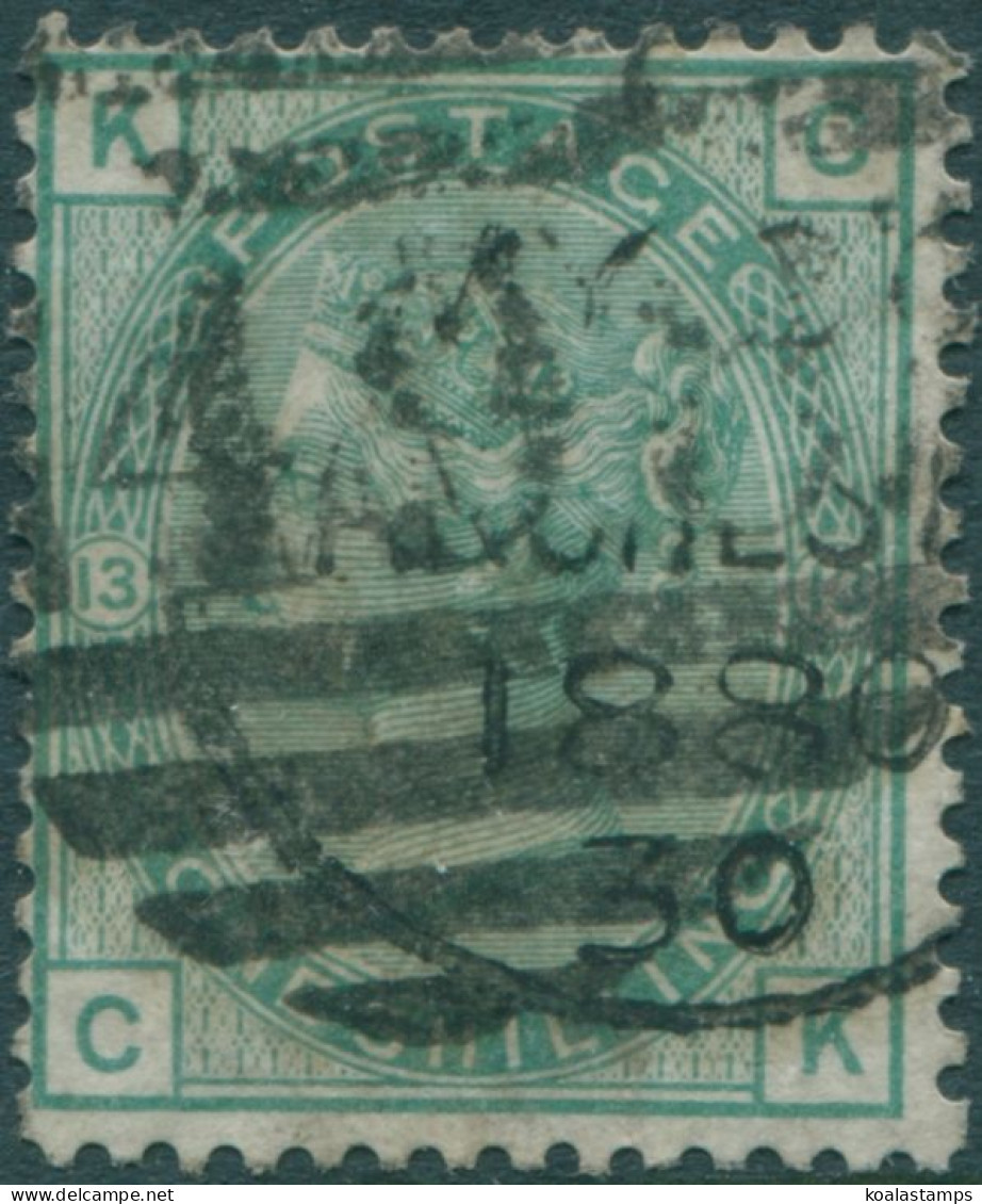 Great Britain 1876 SG150 1/- Green QV KCCK Plate 13 FU - Otros & Sin Clasificación