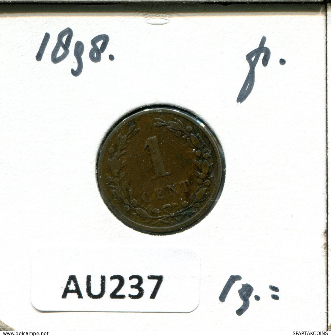 1 CENT 1898 NETHERLANDS Coin #AU237.U.A - 1 Cent