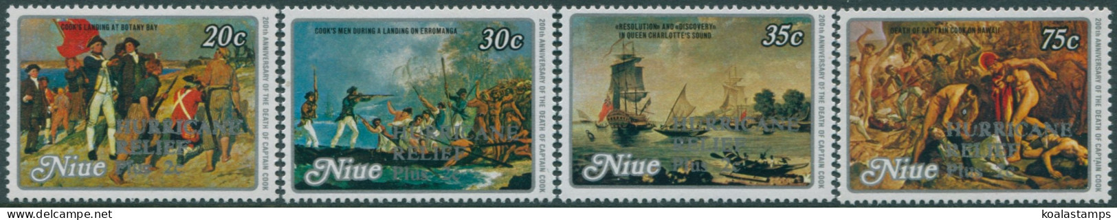 Niue 1980 SG320-323 Captain Cook's Death Hurricane Relief Set MLH - Niue