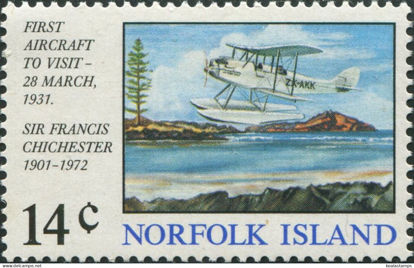 Norfolk Island 1974 SG151 14c First Aircraft Landing MNH - Norfolkinsel