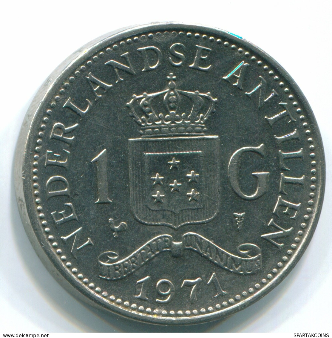 1 GULDEN 1971 NETHERLANDS ANTILLES Nickel Colonial Coin #S11968.U.A - Antilles Néerlandaises