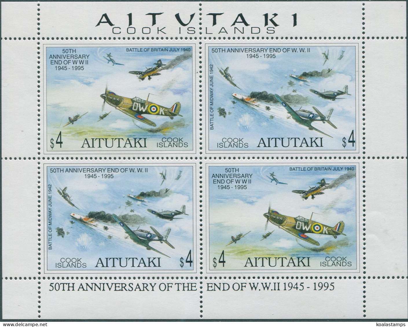 Aitutaki 1995 SG686-687 End Of WWII Sheetlet MNH - Cookinseln