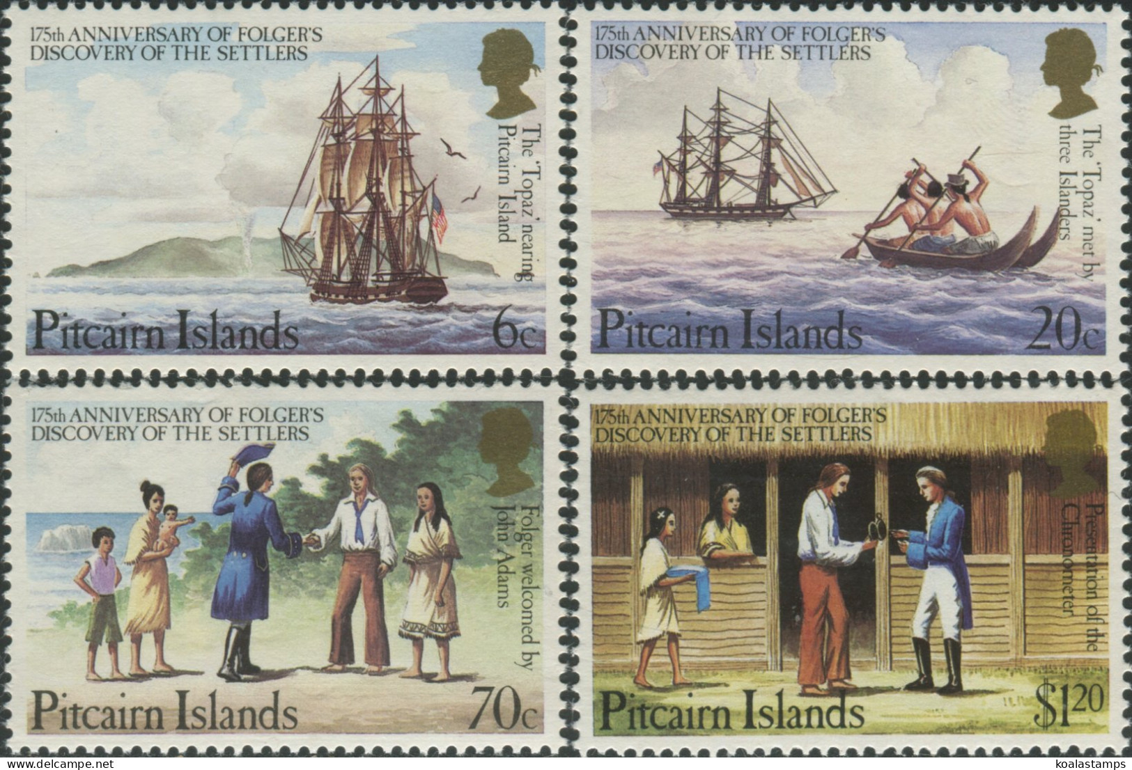 Pitcairn Islands 1983 SG238-241 Folger's Discovery Of Settlers Set MNH - Islas De Pitcairn
