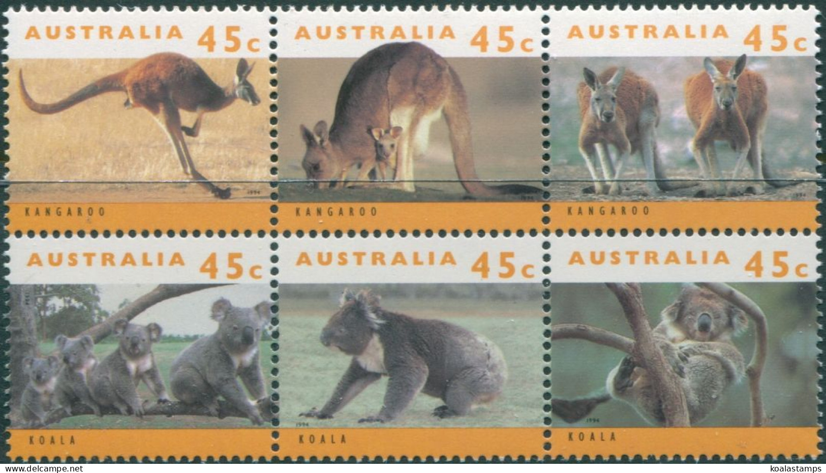 Australia 1994 SG1459-1464 Kangaroos And Koalas Block MNH - Altri & Non Classificati