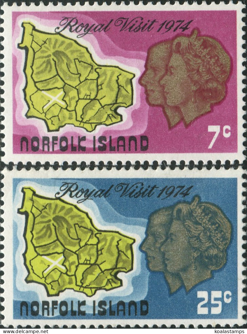 Norfolk Island 1974 SG149-150 Royal Visit Set MLH - Isla Norfolk