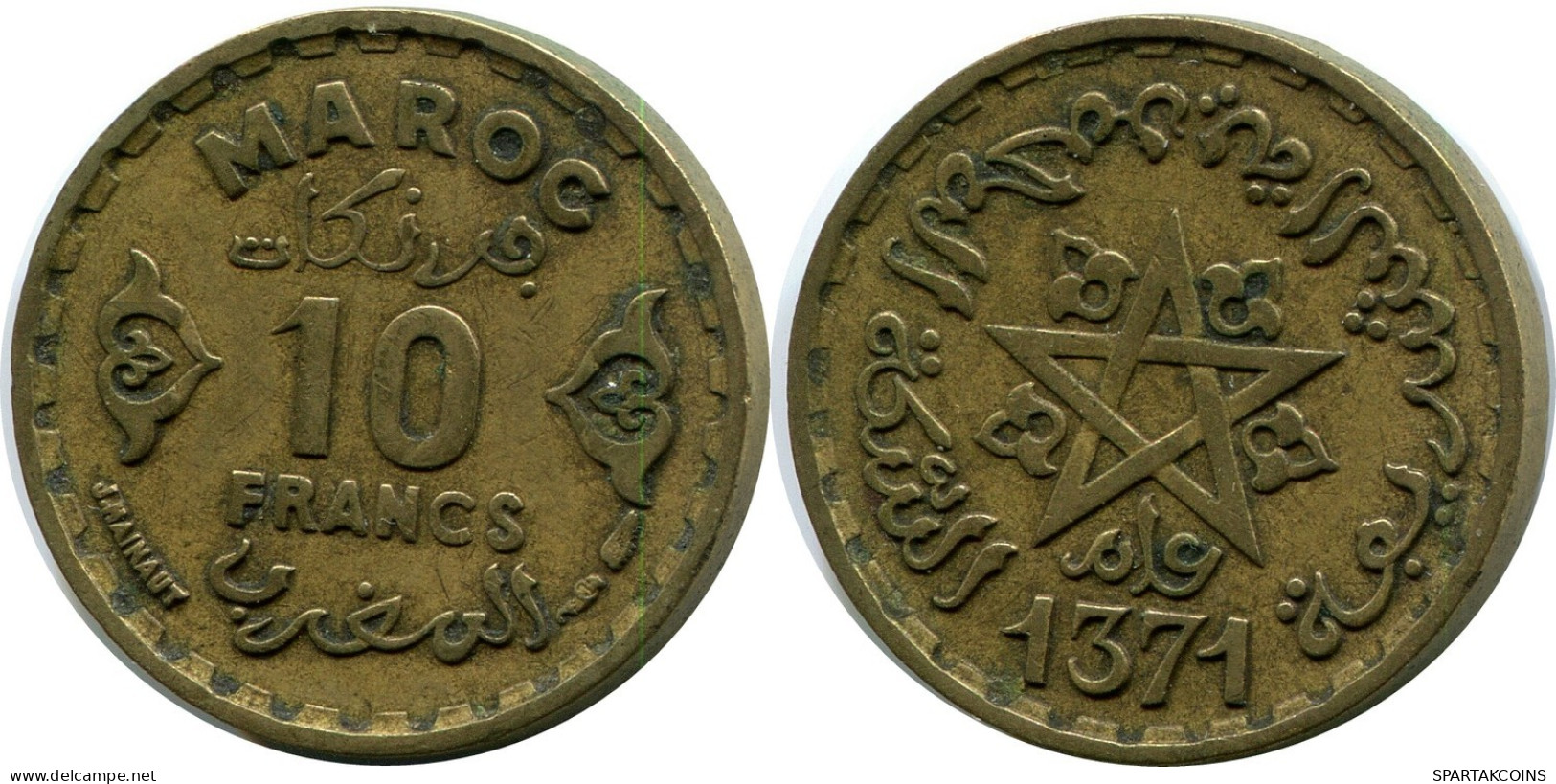 10 FRANCS 1952 MARRUECOS MOROCCO Moneda #AP246.E.A - Maroc