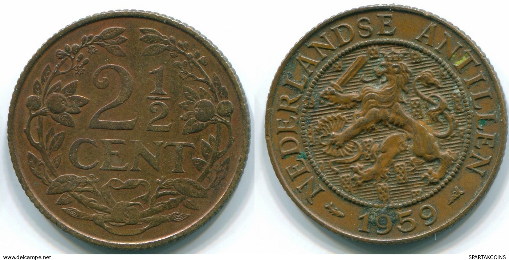 2 1/2 CENT 1959 CURACAO NÉERLANDAIS NETHERLANDS Bronze Colonial Pièce #S10157.F.A - Curaçao