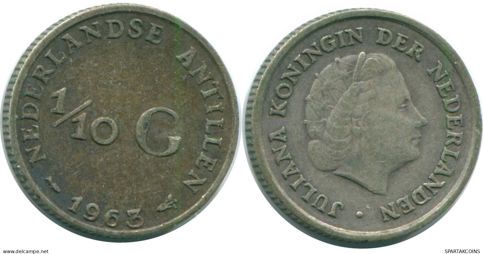 1/10 GULDEN 1963 NIEDERLÄNDISCHE ANTILLEN SILBER Koloniale Münze #NL12504.3.D.A - Antille Olandesi