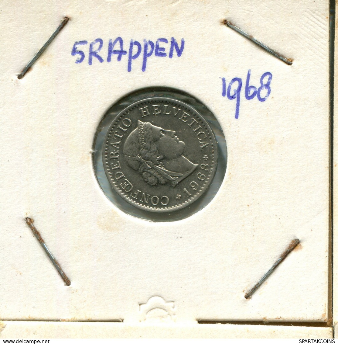 5 RAPPEN 1968 B SCHWEIZ SWITZERLAND Münze #AX933.3.D.A - Sonstige & Ohne Zuordnung