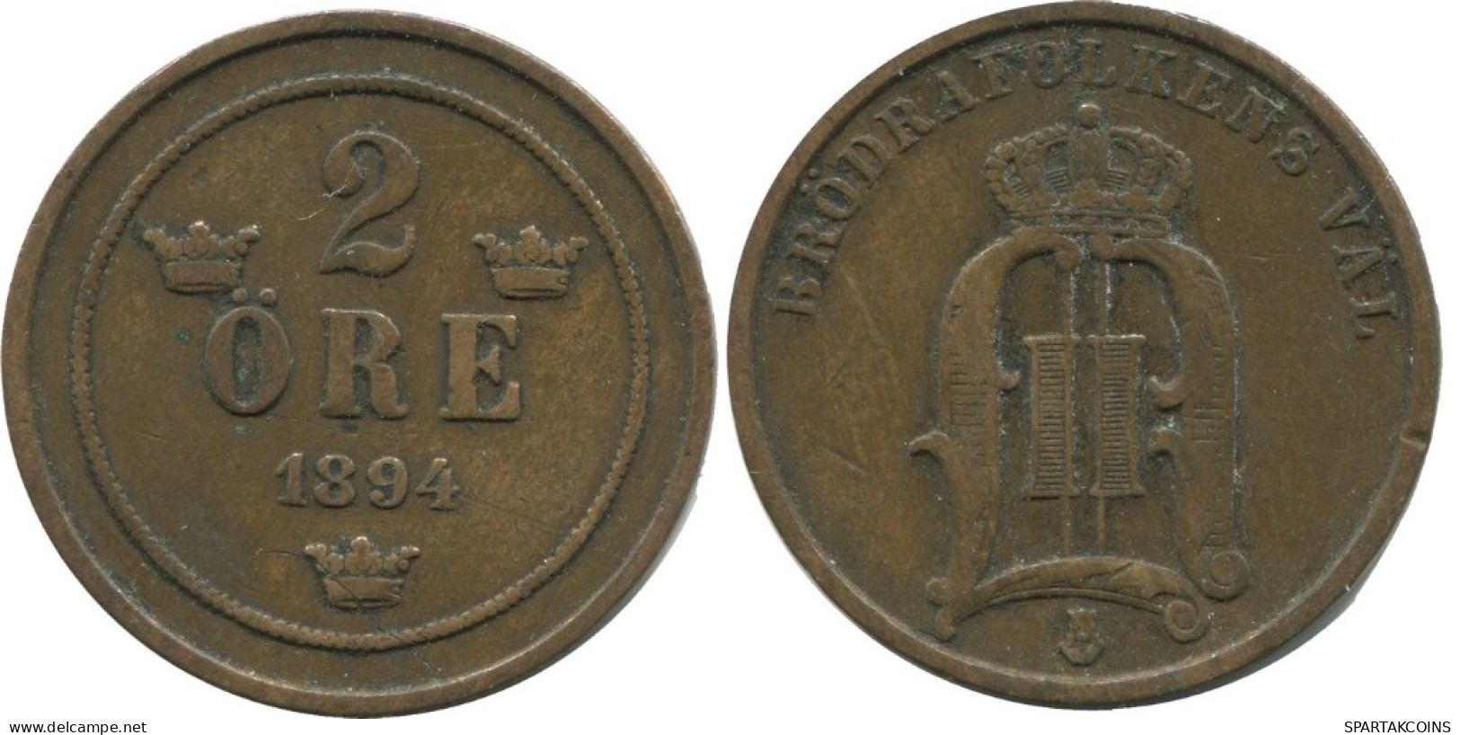 2 ORE 1894 SUECIA SWEDEN Moneda #AC913.2.E.A - Zweden