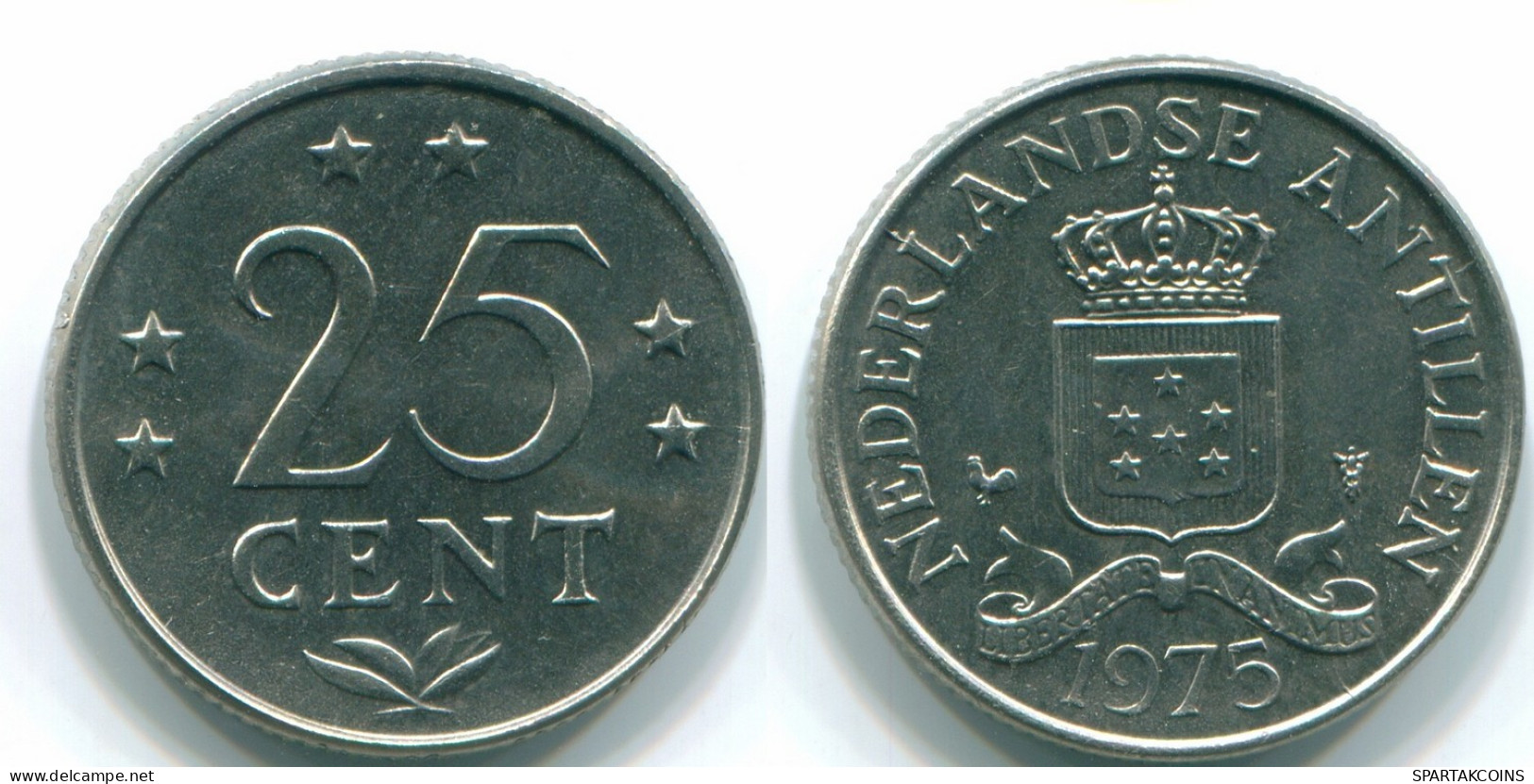 25 CENTS 1975 ANTILLAS NEERLANDESAS Nickel Colonial Moneda #S11632.E.A - Niederländische Antillen