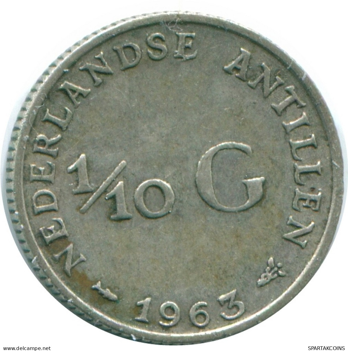 1/10 GULDEN 1963 ANTILLES NÉERLANDAISES ARGENT Colonial Pièce #NL12584.3.F.A - Antilles Néerlandaises