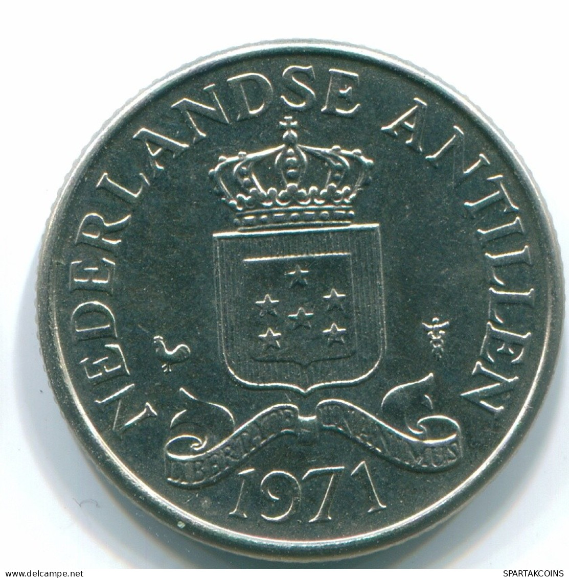 25 CENTS 1971 ANTILLES NÉERLANDAISES Nickel Colonial Pièce #S11531.F.A - Antille Olandesi