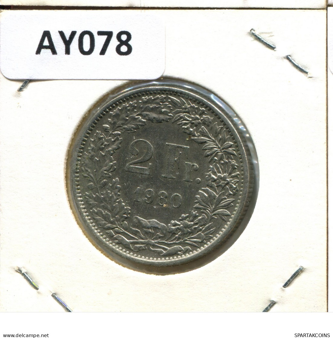 2 FRANCS 1980 SUIZA SWITZERLAND Moneda #AY078.3.E.A - Autres & Non Classés
