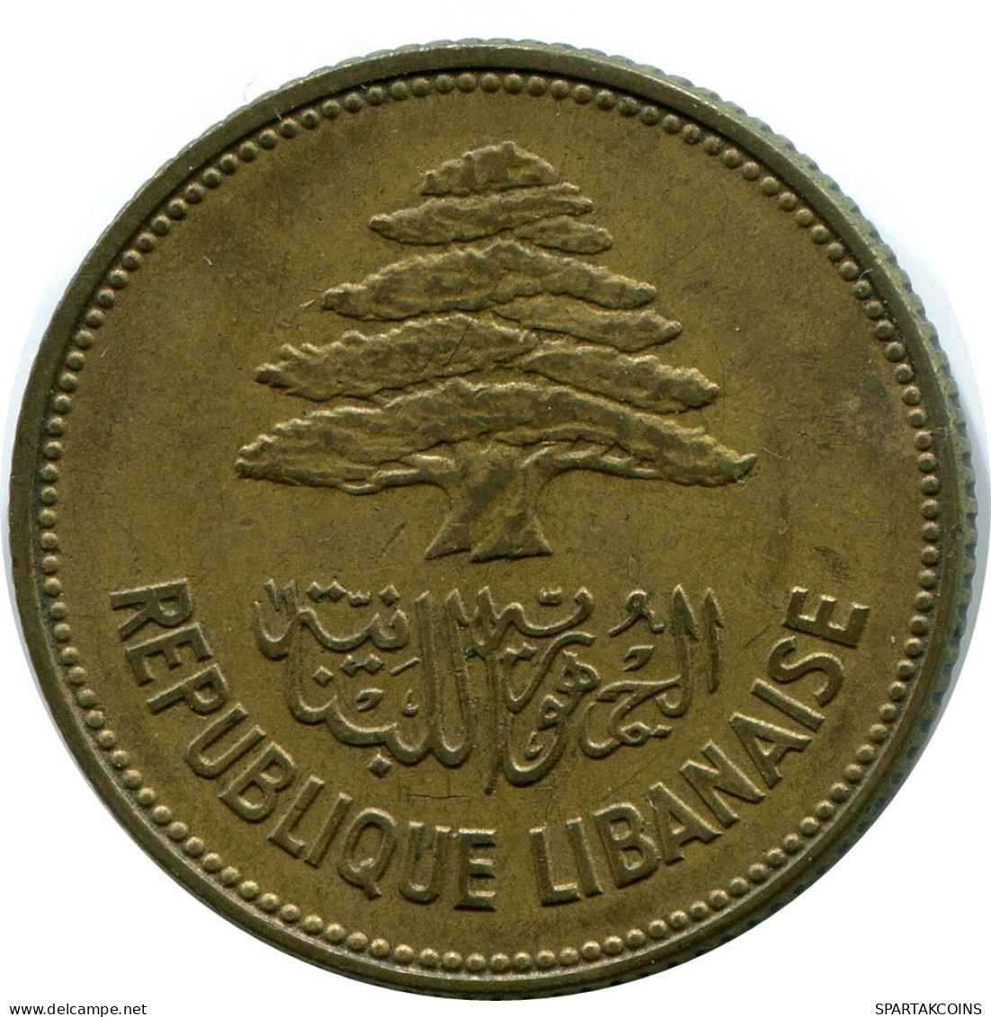 25 PIASTRES 1952 LIRANESA LEBANON Moneda #AP382.E.A - Liban