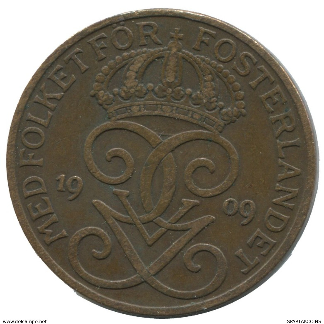 5 ORE 1909 SCHWEDEN SWEDEN Münze #AC439.2.D.A - Zweden