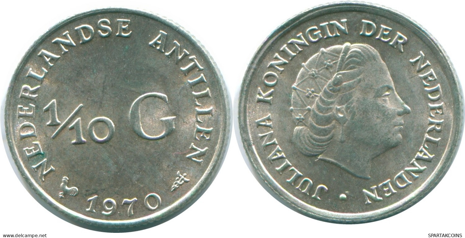 1/10 GULDEN 1970 NETHERLANDS ANTILLES SILVER Colonial Coin #NL12973.3.U.A - Antilles Néerlandaises