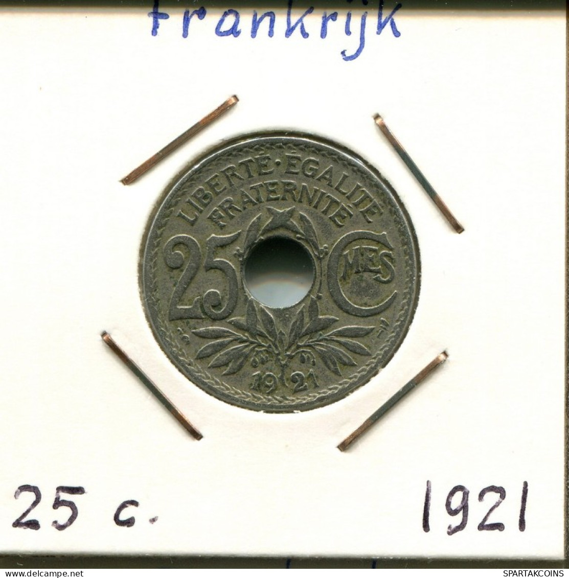 25 CENTIMES 1921 FRANKREICH FRANCE Französisch Münze #AM199.D.A - 25 Centimes