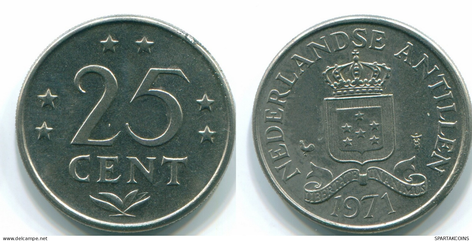 25 CENTS 1971 ANTILLES NÉERLANDAISES Nickel Colonial Pièce #S11523.F.A - Netherlands Antilles