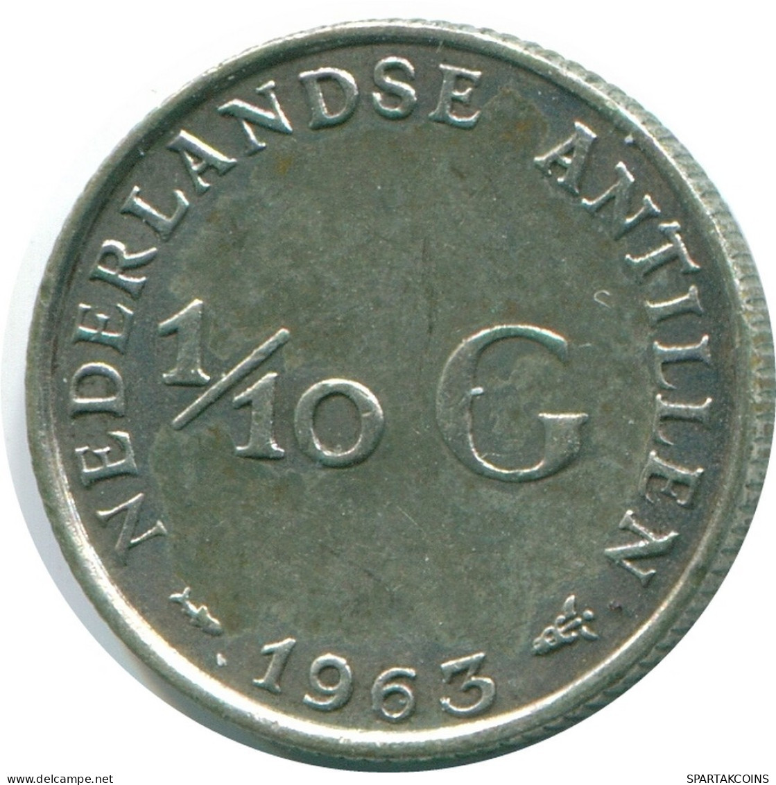 1/10 GULDEN 1963 ANTILLAS NEERLANDESAS PLATA Colonial Moneda #NL12513.3.E.A - Netherlands Antilles