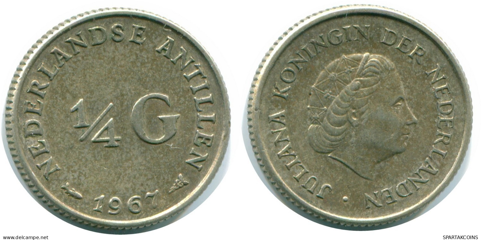 1/4 GULDEN 1967 NIEDERLÄNDISCHE ANTILLEN SILBER Koloniale Münze #NL11529.4.D.A - Antille Olandesi