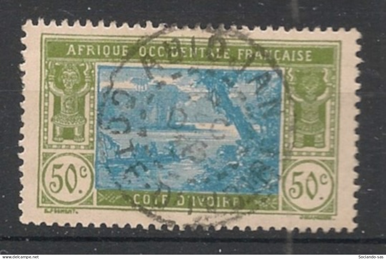 COTE D'IVOIRE - 1922-28 - N°YT. 69 - Lagune Ebrié 50c Vert-olive Et Bleu - Oblitéré / Used - Gebraucht