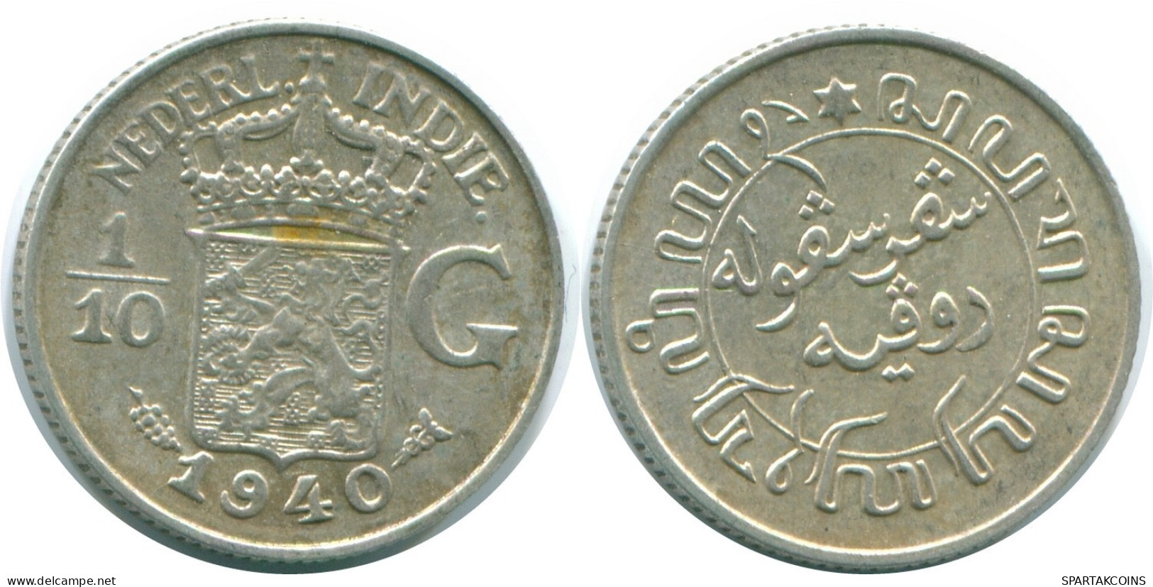 1/10 GULDEN 1940 NIEDERLANDE OSTINDIEN SILBER Koloniale Münze #NL13540.3.D.A - Indes Néerlandaises