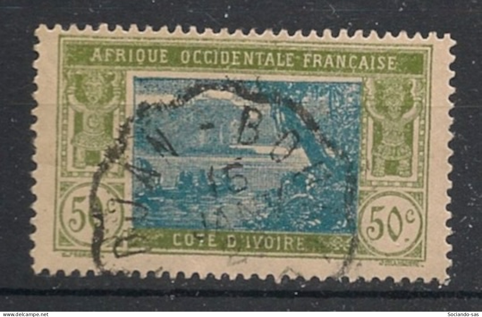 COTE D'IVOIRE - 1922-28 - N°YT. 69 - Lagune Ebrié 50c Vert-olive Et Bleu - Oblitéré / Used - Gebraucht