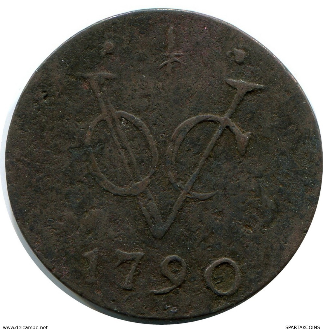 1790 GELDERLAND VOC DUIT INDES NÉERLANDAIS NETHERLANDS Koloniale Münze #VOC1506.11.F.A - Niederländisch-Indien