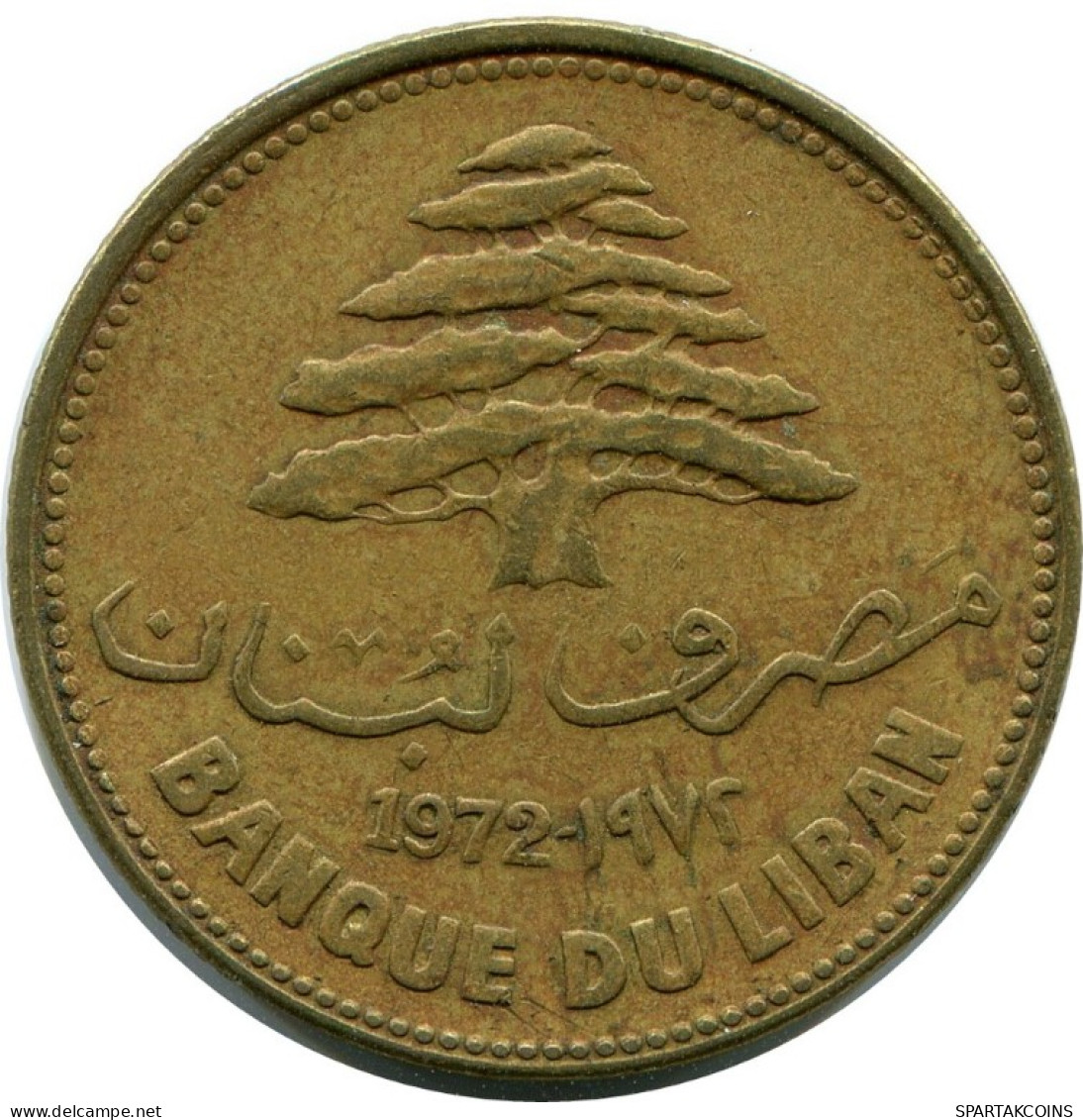 25 PIASTRES 1972 LIRANESA LEBANON Moneda #AH815.E.A - Líbano