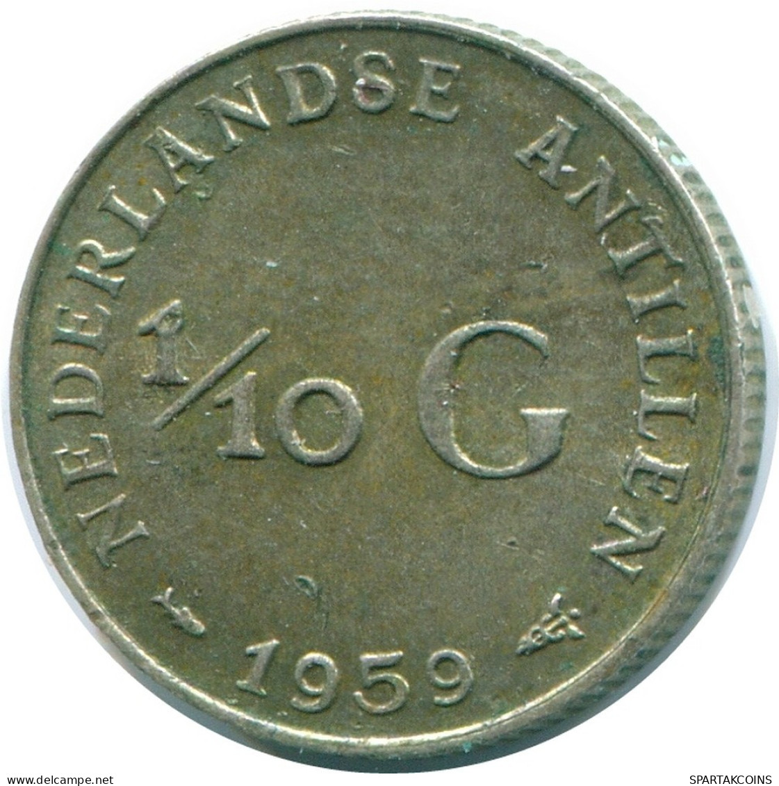 1/10 GULDEN 1959 ANTILLES NÉERLANDAISES ARGENT Colonial Pièce #NL12225.3.F.A - Antille Olandesi