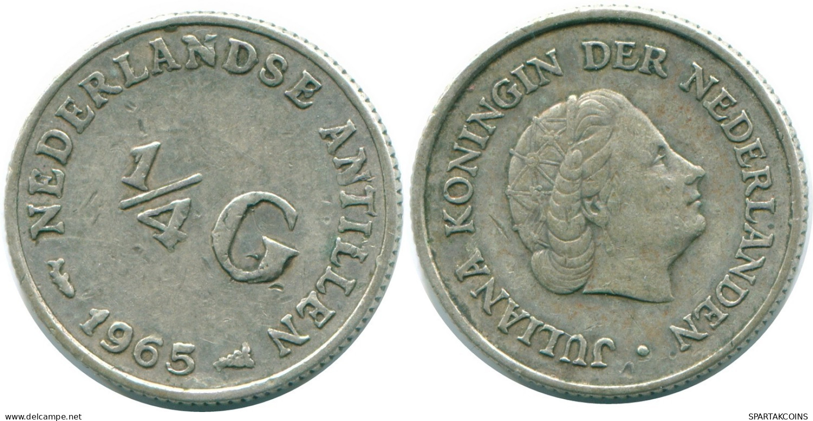 1/4 GULDEN 1965 ANTILLES NÉERLANDAISES ARGENT Colonial Pièce #NL11400.4.F.A - Niederländische Antillen