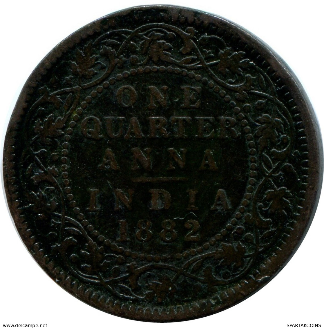 1/4 ANNA 1882 INDIA-BRITISH Victoria "VICTORIA EMPRESS" Moneda #AY956.E.A - India
