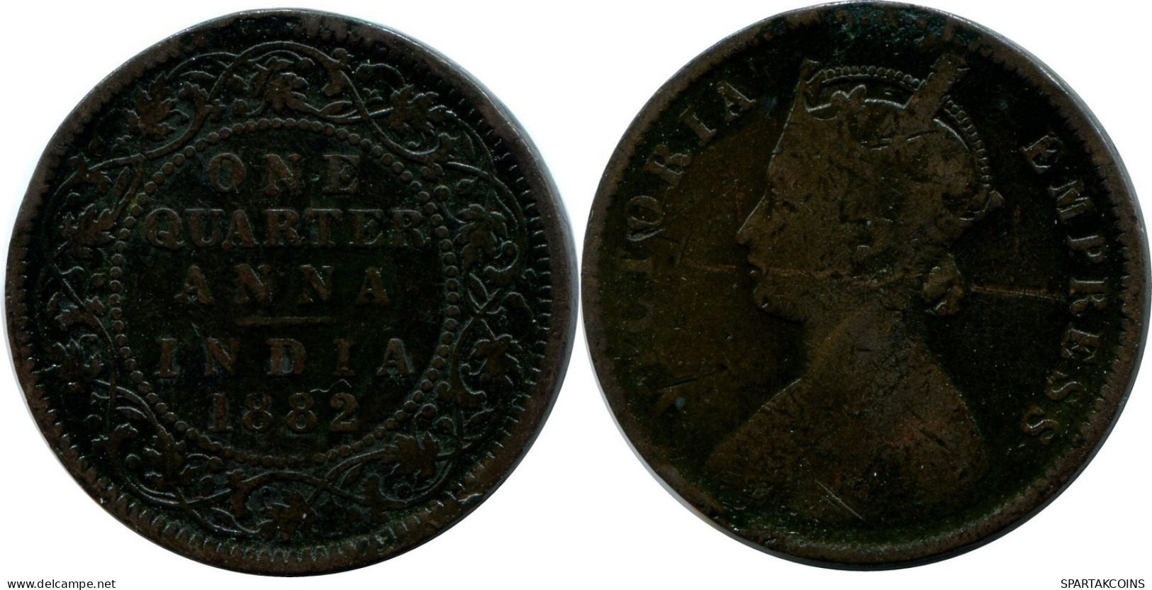 1/4 ANNA 1882 INDIA-BRITISH Victoria "VICTORIA EMPRESS" Moneda #AY956.E.A - India