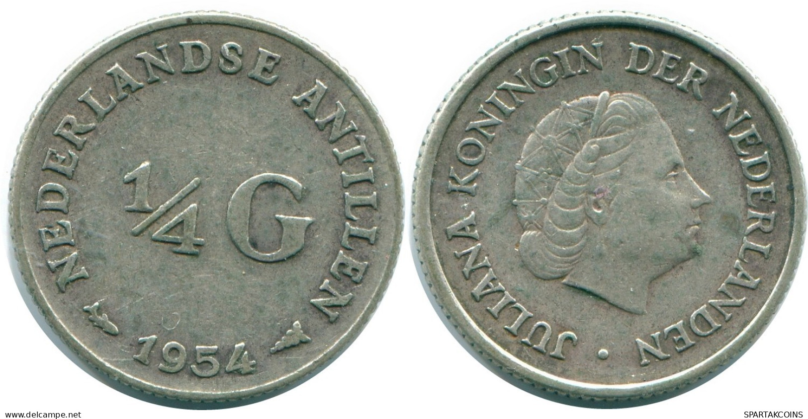 1/4 GULDEN 1954 ANTILLAS NEERLANDESAS PLATA Colonial Moneda #NL10902.4.E.A - Antilles Néerlandaises