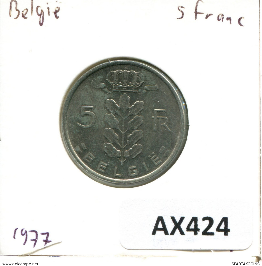 5 FRANCS 1977 BELGIQUE BELGIUM Pièce DUTCH Text #AX424.F.A - 5 Frank