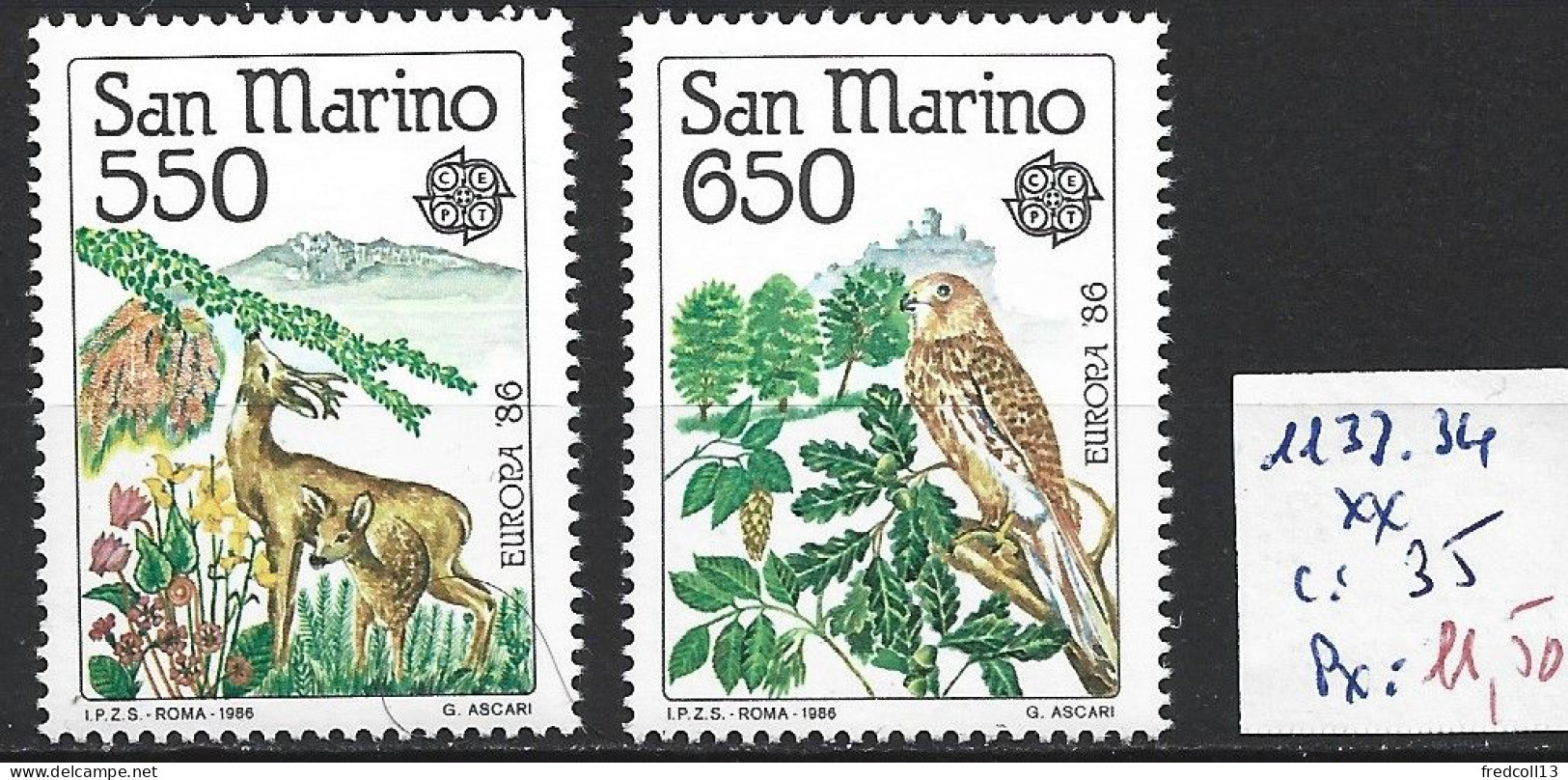 SAINT-MARIN 1133-34 ** Côte 35 € - Unused Stamps