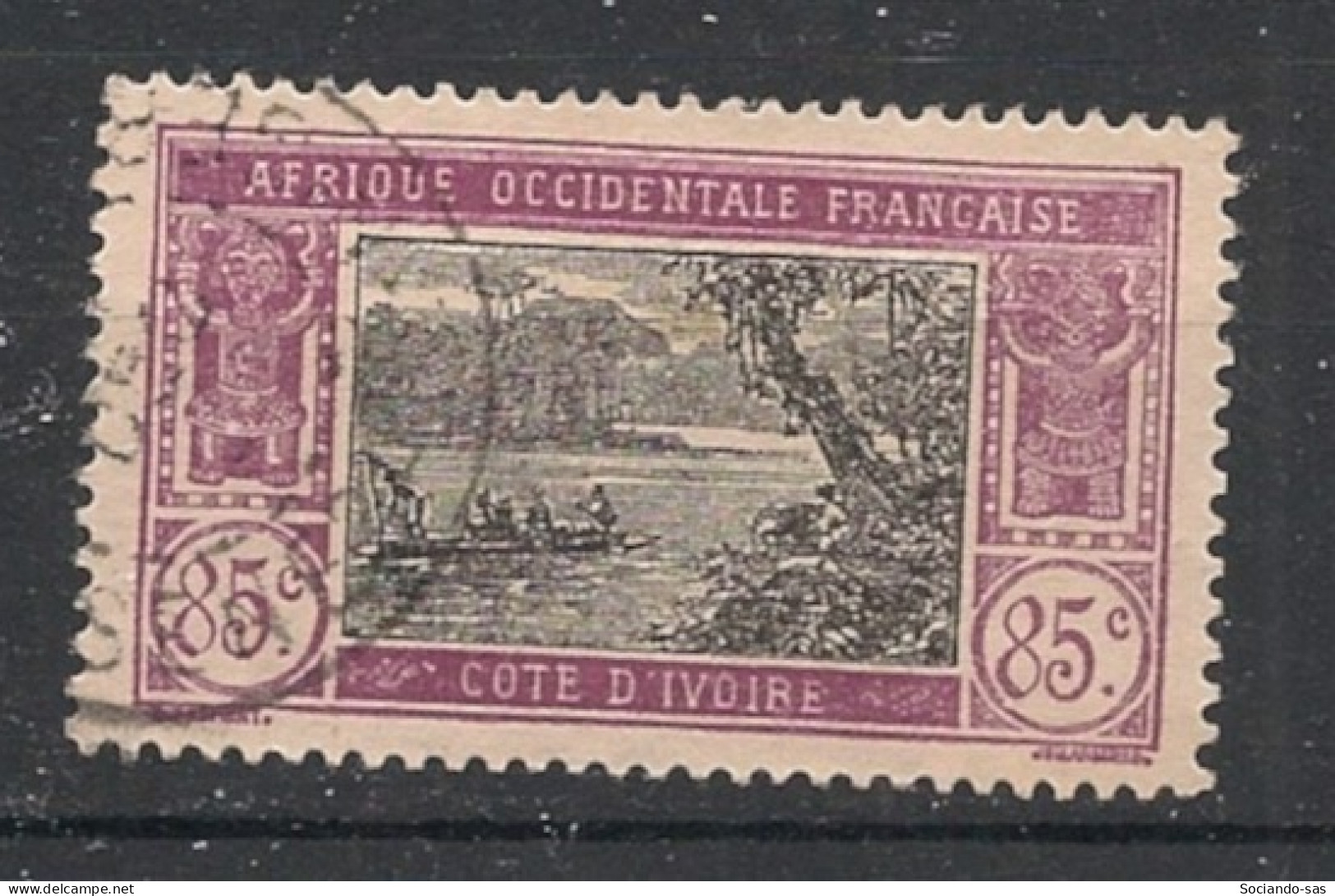 COTE D'IVOIRE - 1922-28 - N°YT. 72 - Lagune Ebrié 85c Lilas Et Noir - Oblitéré / Used - Gebraucht