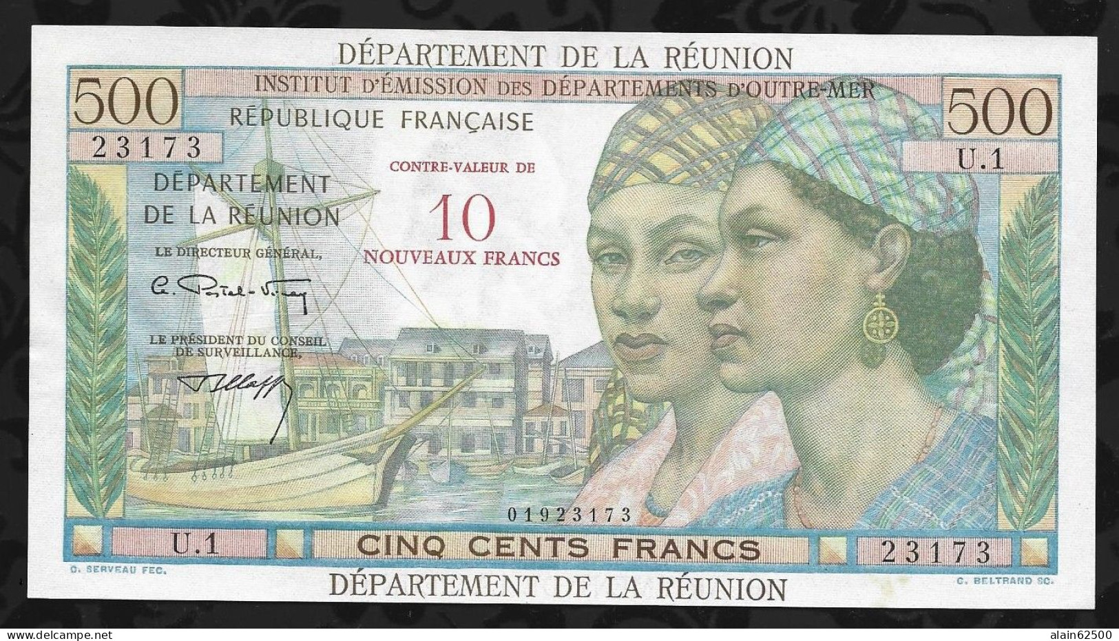 REUNION .  BILLET DE  DE 500 FRANCS CONTRE-VALEUR 10 NOUVEAUX FRANCS - Reunion