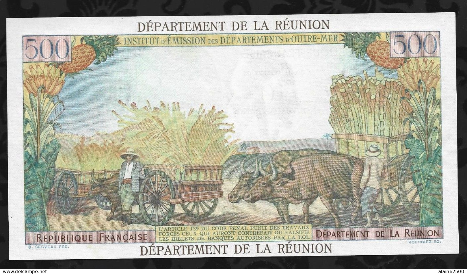 REUNION .  BILLET DE  DE 500 FRANCS CONTRE-VALEUR 10 NOUVEAUX FRANCS - Réunion