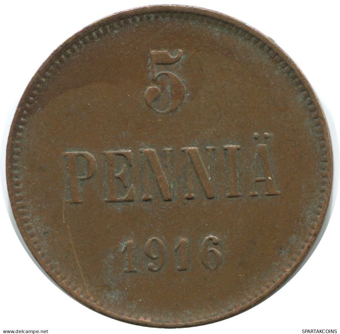 5 PENNIA 1916 FINLANDIA FINLAND Moneda RUSIA RUSSIA EMPIRE #AB227.5.E.A - Finland