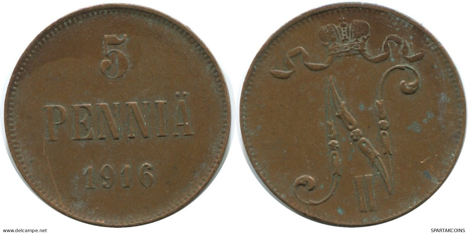 5 PENNIA 1916 FINLANDIA FINLAND Moneda RUSIA RUSSIA EMPIRE #AB227.5.E.A - Finlande
