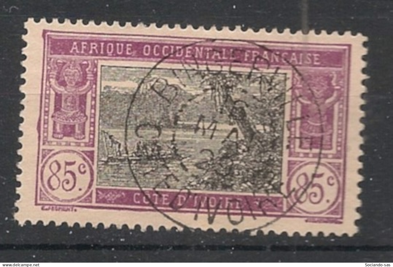 COTE D'IVOIRE - 1922-28 - N°YT. 72 - Lagune Ebrié 85c Lilas Et Noir - Oblitéré / Used - Usati