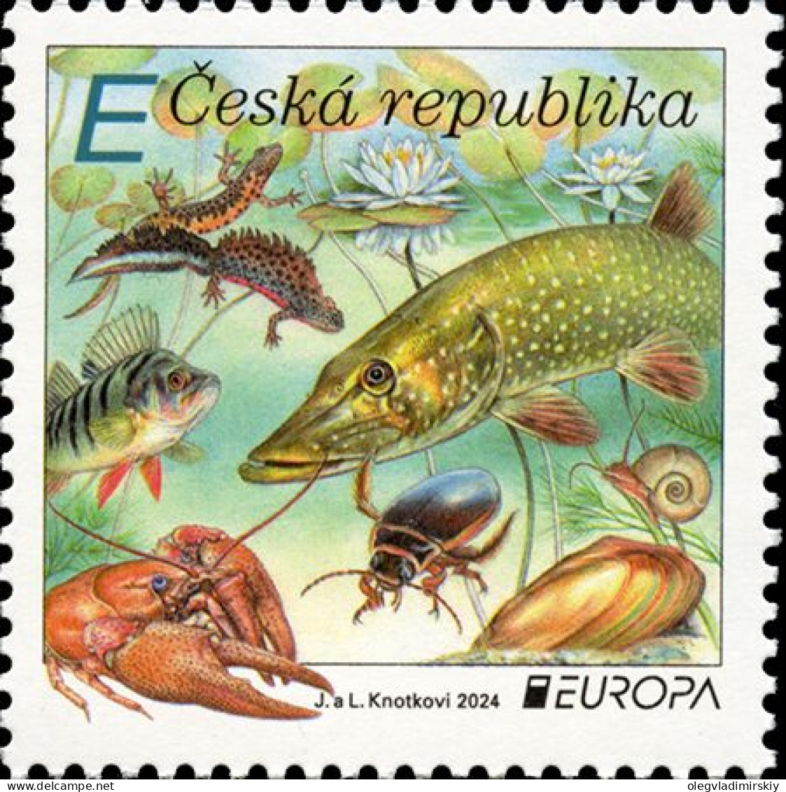 Czech Tschechien Tchèque 2024 Europa CEPT Underwater Flora And Fauna Fishes Crayfish Tritons Bugs Flowers Stamps MNH - Neufs