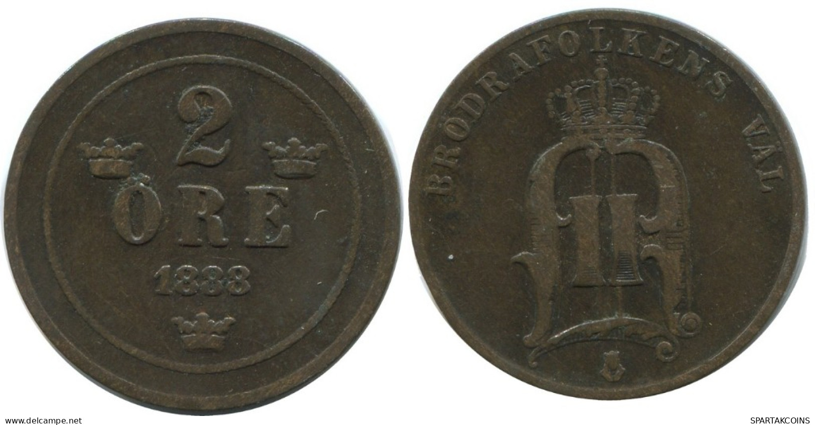 2 ORE 1888 SUECIA SWEDEN Moneda #AC970.2.E.A - Zweden